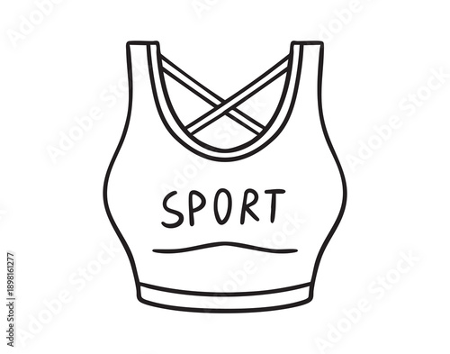 Sports bra doodle hand drawn icon. Sport bra Outline drawing women crop top line clipart symbol.