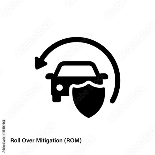 Roll Over Mitigation (ROM) system icon. Automotive safety technology.