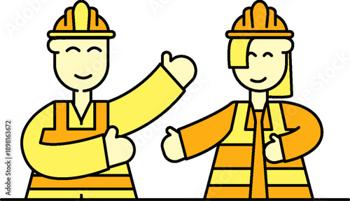 Construction workers giving thumbs up together