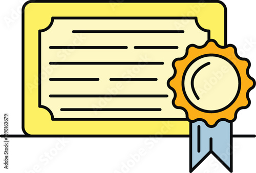 Certificate of achievement with gold seal and ribbon