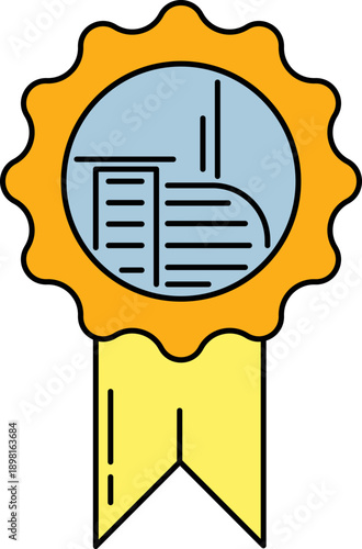 Award ribbon icon with document symbol