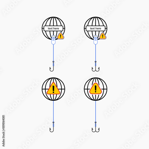 a symbol representing an online scam or phishing attempt. vector illustration. EPS 10.