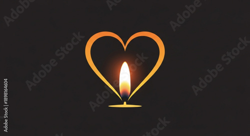 Candle in Heart Shape on Black Background symbolizing love and hope