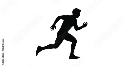 A dynamic image of a man running quickly black silhouette