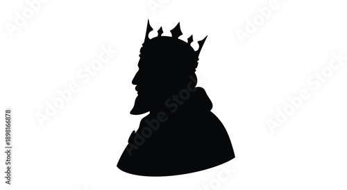 A regal king with a crown and beard a striking silhouette