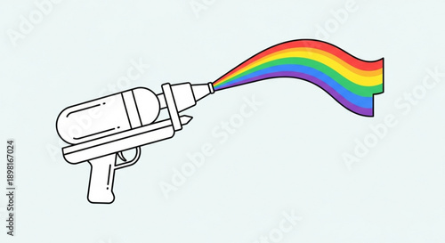 Rainbow Hair Dryer Blowing Colorful Stream Isolated on White