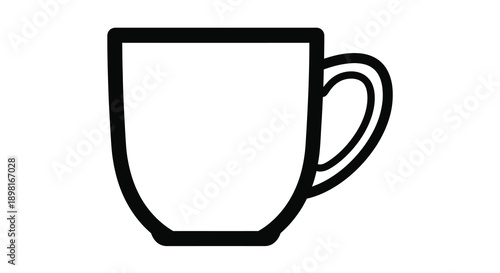Simple outline of a coffee mug stark black and white silhouette