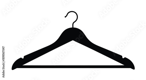 Black wooden clothes hanger isolated on a white background silhouette
