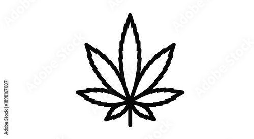 Simple black outline of a cannabis leaf distinctive silhouette