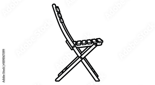 A simple black outline of a folding camping chair silhouette