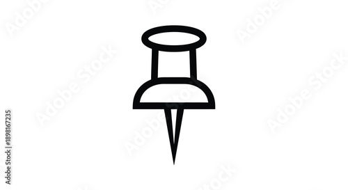Simple black push pin icon against a white background silhouette