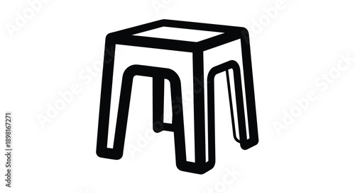 Simple outline of a cube shaped stool a stark black silhouette