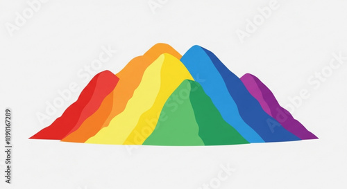 Rainbow Mountain Peaks Isolated on White Background