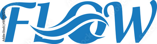 Flow wave typography design vector illustration for movement liquid concepts yoga mindfulness and natural rhythm on transparent background.