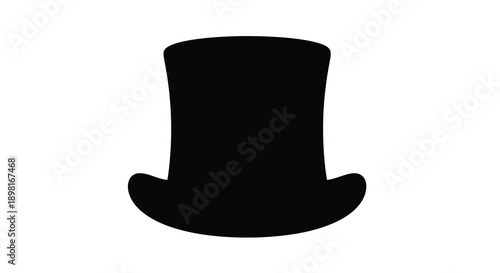 A black top hat isolated on a white background silhouette