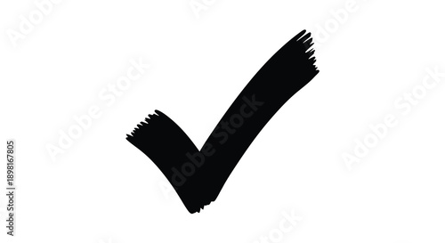 A simple black check mark illustration in a bold silhouette