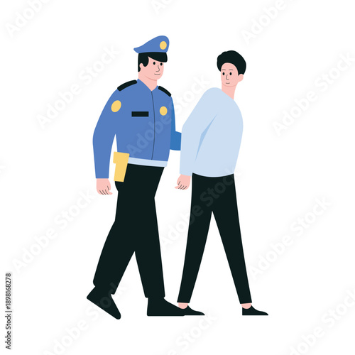 Escorting Suspect Vector illustration. EPS 10 file			