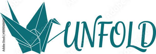 Unfold bird typography design vector illustration for transformation growth nature discovery and evolving personal journey on transparent background.