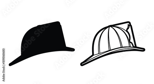 Two vintage hats a fedora and bowler in stark contrast silhouette