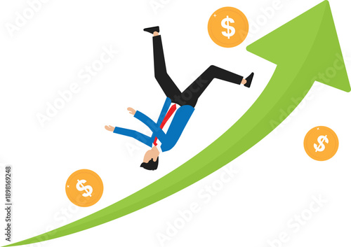 Financial crisis and capital devaluation and risky investment strategy. unexpected stock market decline and loss of money, The parable of the downward arrow is an economic crisis.
