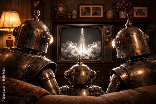 Robots Watching Rocket Launch