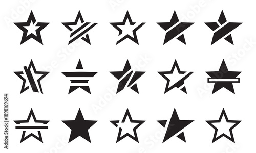 Decorative star emblems and logo shapes collection