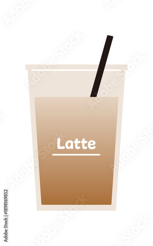 シンプルなテイクアウト用アイスラテのベクターイラスト。