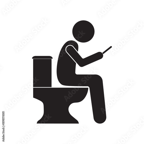 flat icon vector of person using phone in toilet