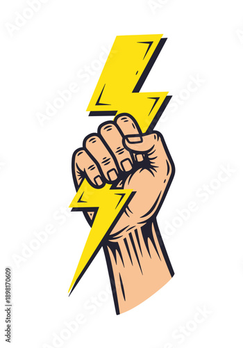 Hand Holding Lightning Bolt Vector Icon