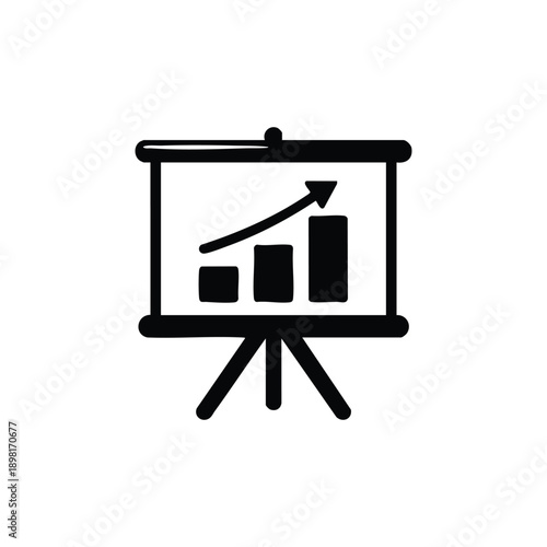 Black and white vector harvest growth chart on presentation board with rising bar graph