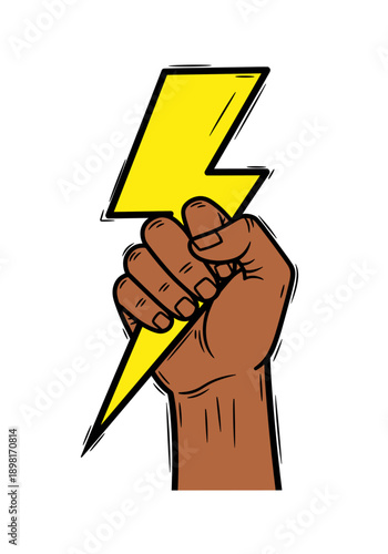 Hand Grasping Lightning Bolt Vector
