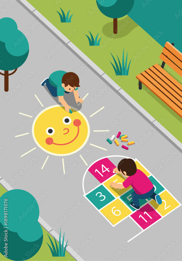 Fototapeta premium Sidewalk Chalk Masterpieces