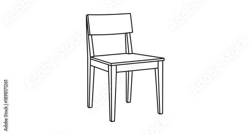 Simple wooden chair illustration with clean lines.