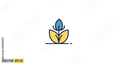 Abstract stylized plant sprout logo design.