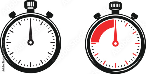 Two stopwatches one showing zero and the other in operation with a red timer