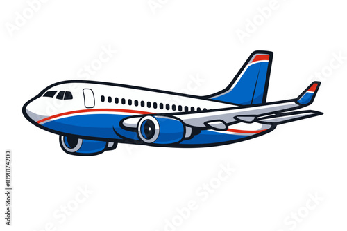 Airplane Flying Flat Vector Illustration