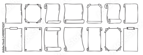 Notepad frame set hand drawn doodle empty collection 