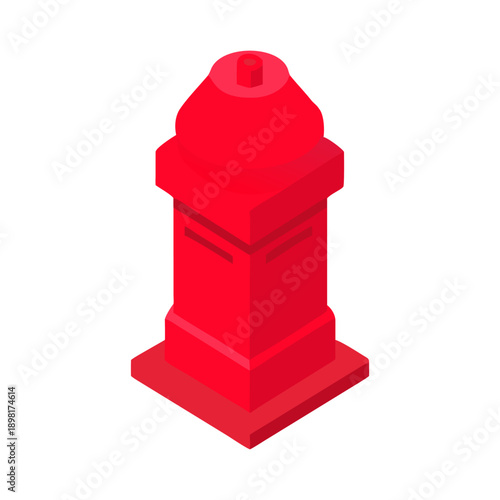 Red Fire Hydrant Vector Illustration Isolated on White Background.