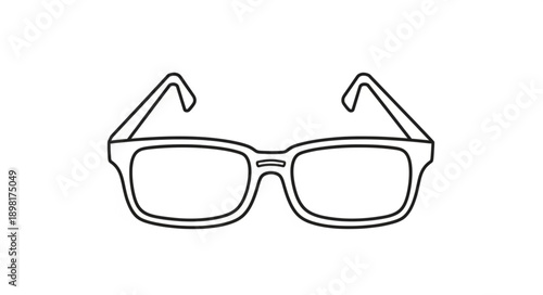 Simple Outline Drawing of Eyeglasses.
