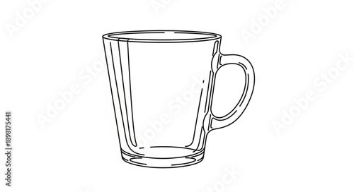Clear Glass Mug With Handle Isolated On White Background.
