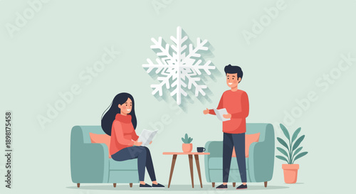 Two people enjoying leisure time with books and drinks indoors