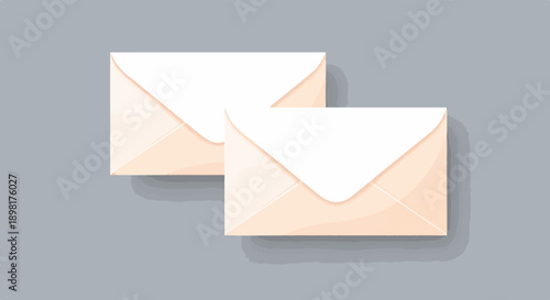 Two light peach envelopes are shown against a plain gray background