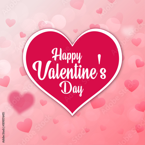 Valentines day vector greeting card. Happy valentines day text with hearts elements in red pattern background. Vector illustration.