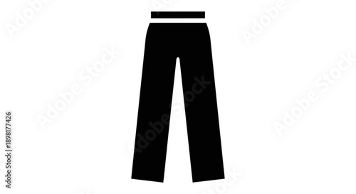 Black pants icon representing clothing apparel, fashion wear, and lower body garment in flat design.
