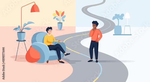 Two men at different stages of life and thought processes