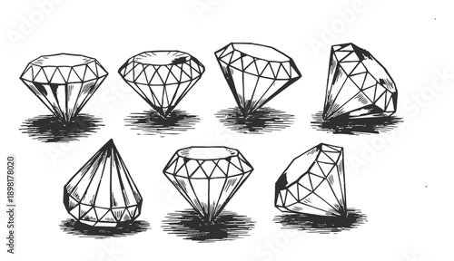 Collection of Vintage Diamond with Shadow Effects
