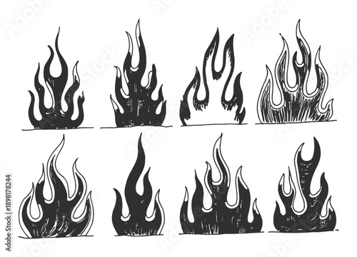 Hand-Drawn Flame A Collection of Stylized Fire