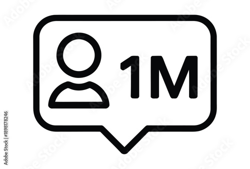 one million icon. Linear, Fill and Gradient Style Design Isolated On White Background. Stunning icon of one million milestone with user symbol. 