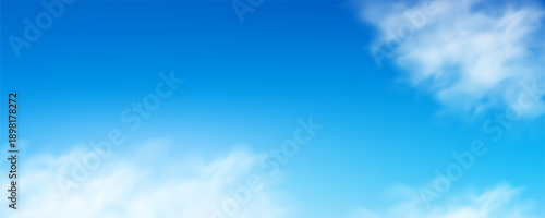 Floating cumulus formations against azure backdrop with transparent vapor textures. Perfect for weather templates, atmospheric overlays, and seasonal design elements. Vector illustration.