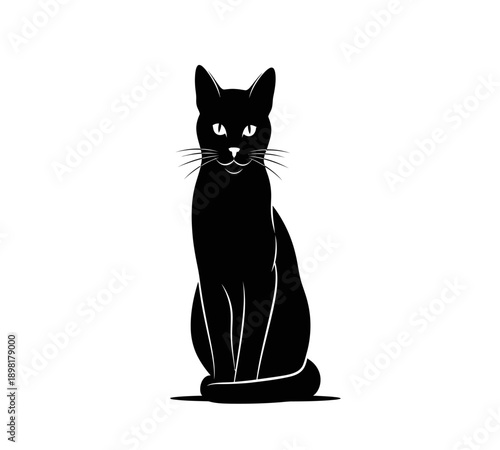 Minimalist Cat Silhouette Vector for Pet Care and Logo